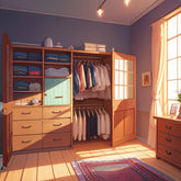 Trueliving 4 Loft Door Brown wardrobe Laminated Finish & PU Finish with Drawers (6Ft *2Ft *9Ft -1828.8MM X 609MM X 2743.2MM)